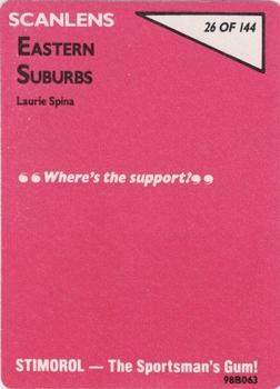 1988 Scanlens #26 Laurie Spina Back